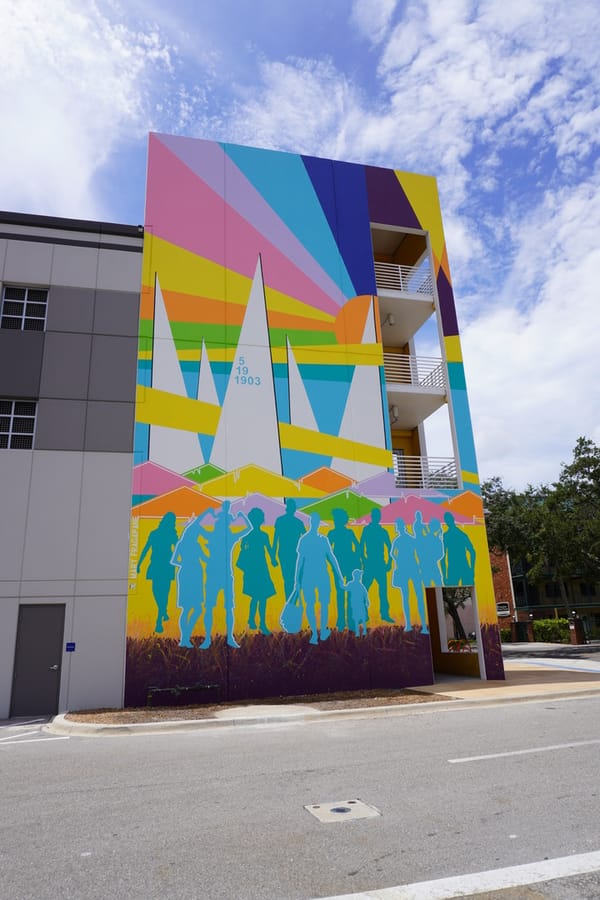 The Architecture of Community mural on City Center Garage