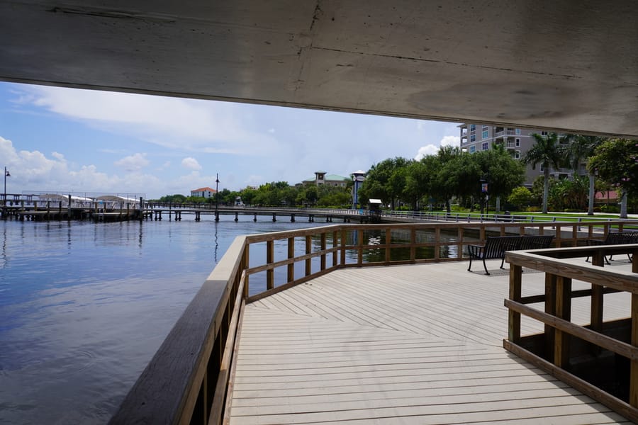 Bradenton Riverwalk from under Green Bridge