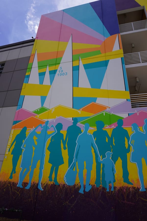 The Architecture of Community mural on City Center Garage