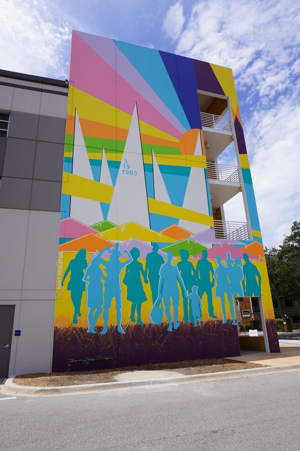 The Architecture of Community mural on City Center Garage