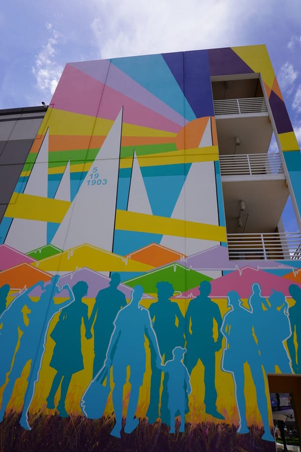 The Architecture of Community mural on City Center Garage