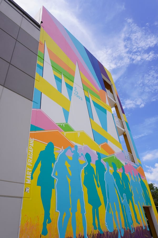 The Architecture of Community mural on City Center Garage