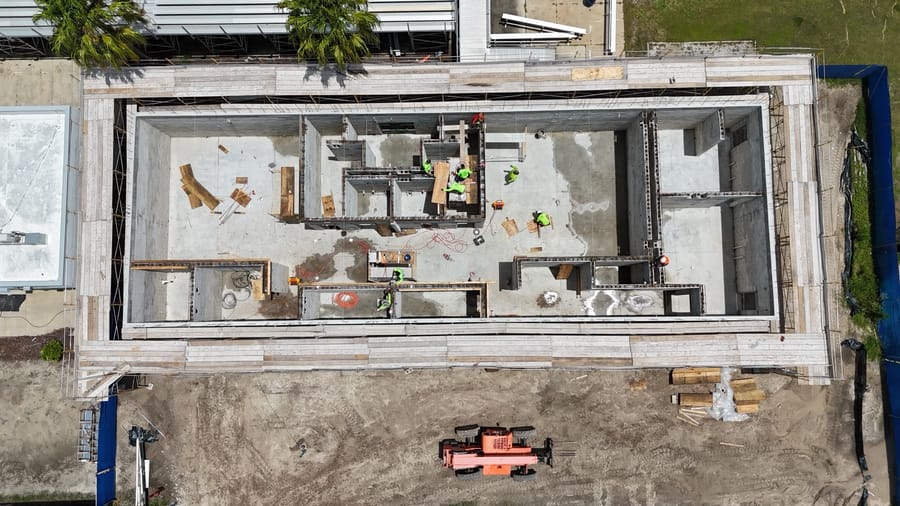 Aerial of PSC Lockerroom Construction - 2024