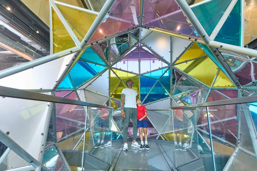 Kiewit Luminarium_Father and Son Under Glass Exhibit_Clay Cook Shoot 2024