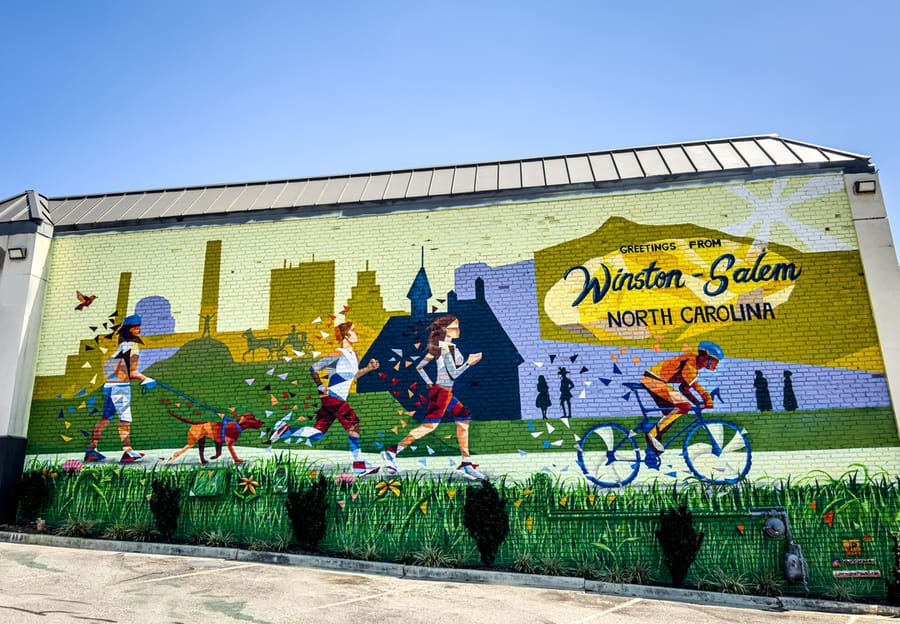 Winston-Salem mural at Cherry & Brookstown