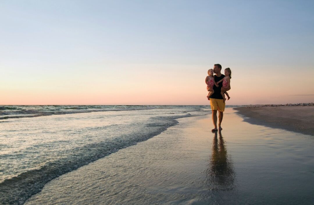 Dad and Kids on the Beach