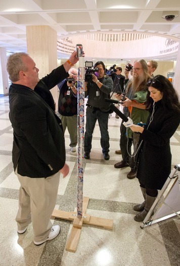 Pole Of Beer Cans Erected In Florida Capitol Celebrating Irreverent "Festivus"