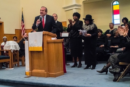 web Rabbi Yechiel Eckstein, founder and president of The International Fellowship of Christians and Jews, addresses the landmark Russell Street Missionary Baptist Church in Detroit during the Martin Luther King Day weekend.