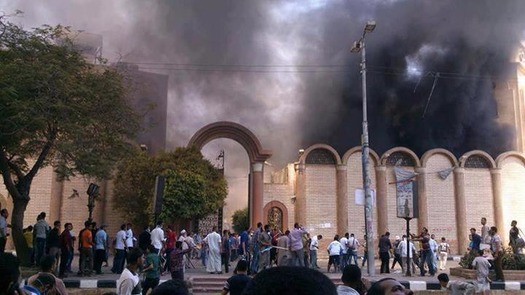 St.-George-Coptic-church-in-Souhag-city-on-fire