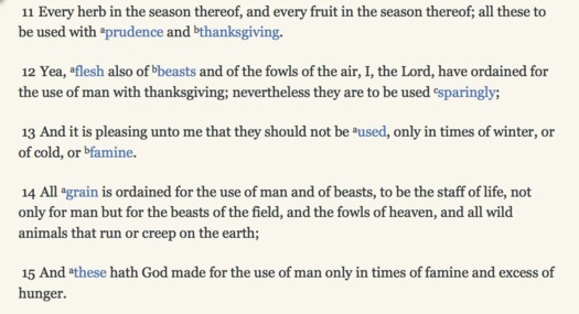 Word of Wisdom vegetarian