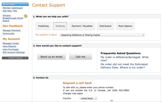 CreateSpace customer service