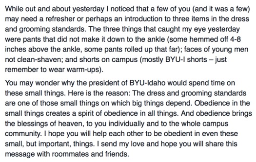 BYU-I dress code