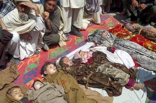 Afghan families gathered around bodies of children killed in US bombing