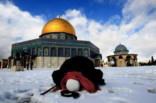 dome of the rock snow sajda man