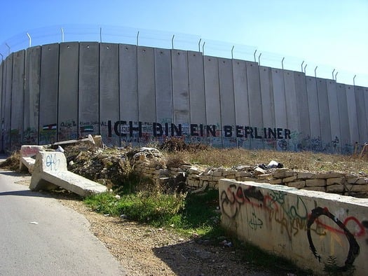 Palestine Segregation Wall, with reference to JFK's words