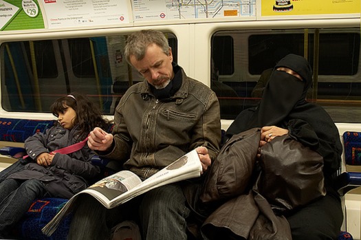 Veiled woman tube TFL London underground