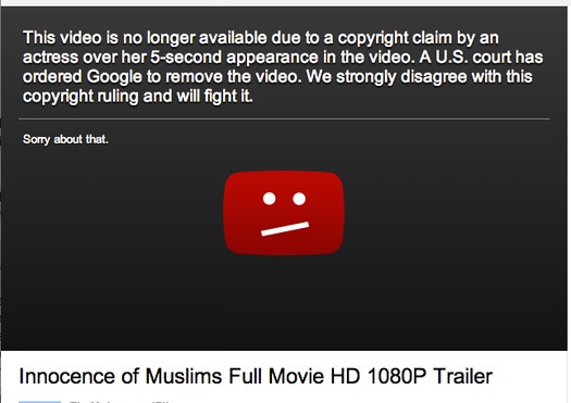 Innocence of Muslims copyright block March 3 2014