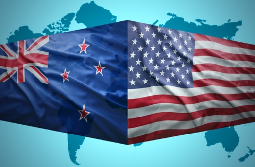 New Zealand USA flags