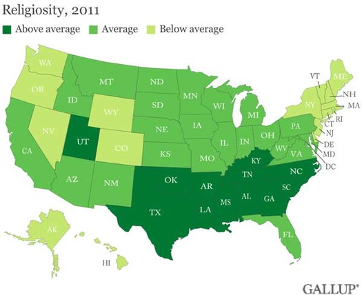 RNS-Mississippi, Vermont score at opposite ends of religious spectrum