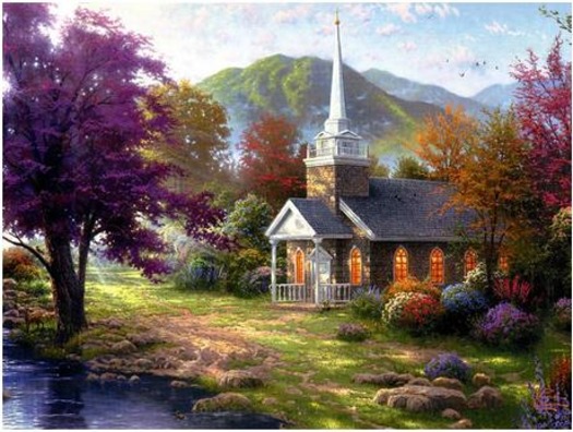 Thomas-Kinkade-Painting.....-A-Beautiful-church