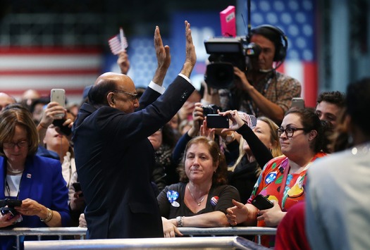 PRINT Khizr Khan waves to Clinton supporters at election rally in New York