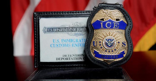 Immigration and Customs Enforcement credentials.  Photo courtesy of ICE