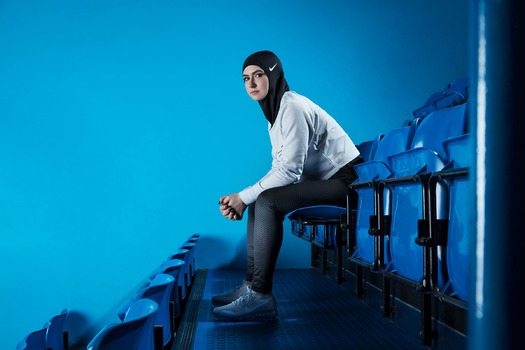 PRINT A model sports the Nike Pro Hijab. Photo courtesy of Nike/Vivienne Balla