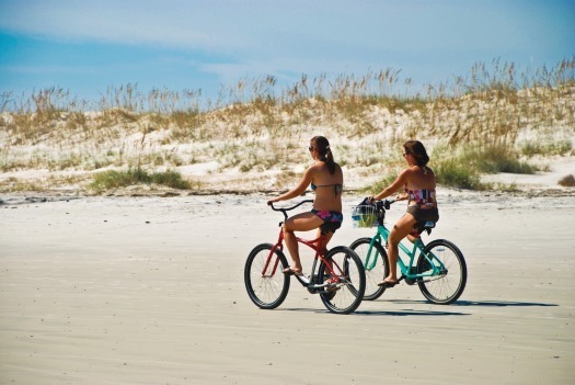 Bike riding on Anastasia State Park Beach