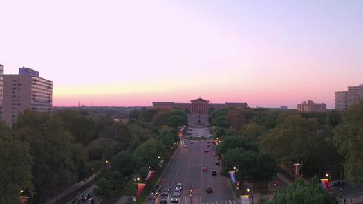 Benjamin Franklin Parkway Aerial Towards Philadelphia Museum of Art