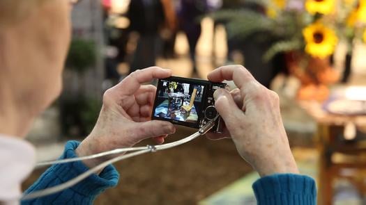 PHS Philadelphia Flower Show, woman taking photo