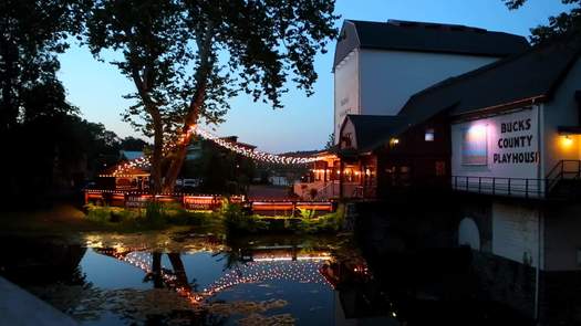 Bucks County Playhouse night exterior, New Hope