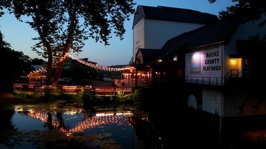 Bucks County Playhouse night exterior, New Hope