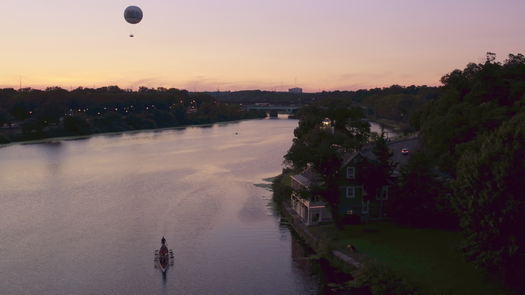 Boathouse Row, view of zoo balloon