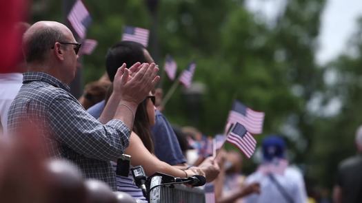 Independence Day Parade flags waving