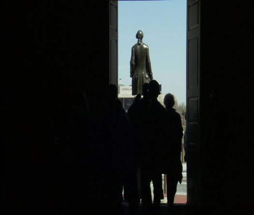 Independence Hall door silhouette