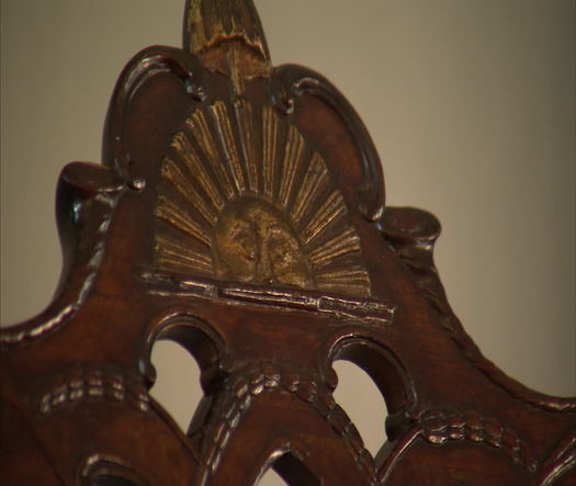 Independence Hall interior, rising sun chair close up