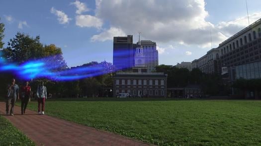 Independence Mall pan with sun flare