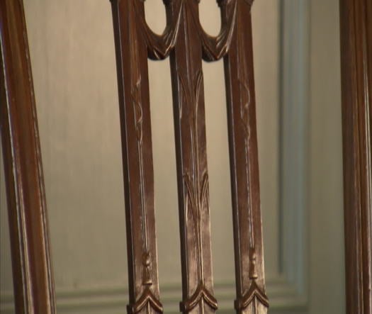 Independence Hall interior, rising sun chair close up