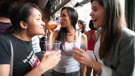 Frankford Hall women drinking beer