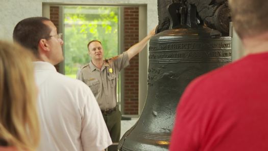 The Liberty Bell with park ranger