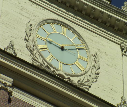 Independence Hall clock close up