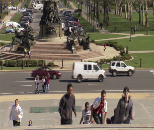 Rocky Steps, kids running up