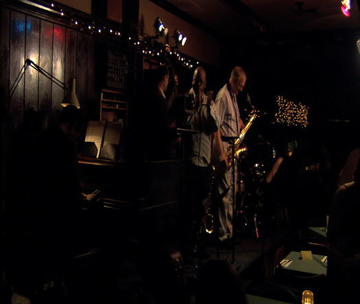 WS of Jazz performers on stage