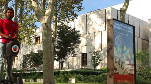 Barnes Foundation Exterior, Segway Tour Goes By