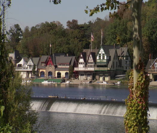 Boathouse Row, from across Schuylkill River