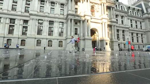 Dilworth Park, man dancing in fountains