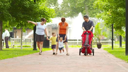 Franklin Square family walking around