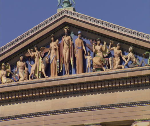 Philadelphia Museum of Art exterior facade detail closeup