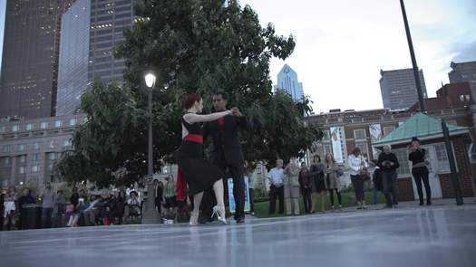 Benjamin Franklin Parkway 100 Celebration, tango dancing at Swann Fountain