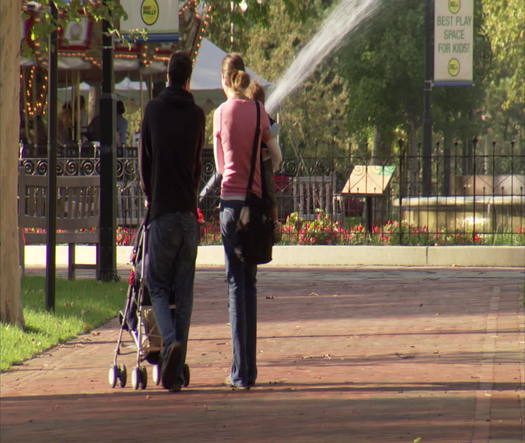 Franklin Square family walking around